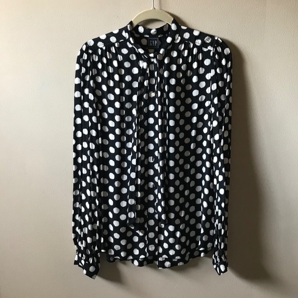 NWT Gap Polka Dot Bow Front Top Blouse - Picture 3 of 7